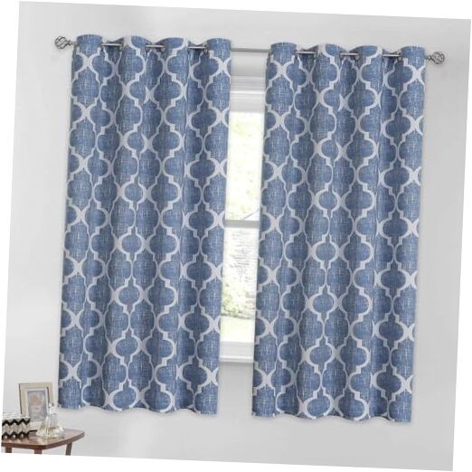 100% Blackout Curtains 54 Inches Long 2 50″W x 54″L (Pack of 2) Grommet | Blue