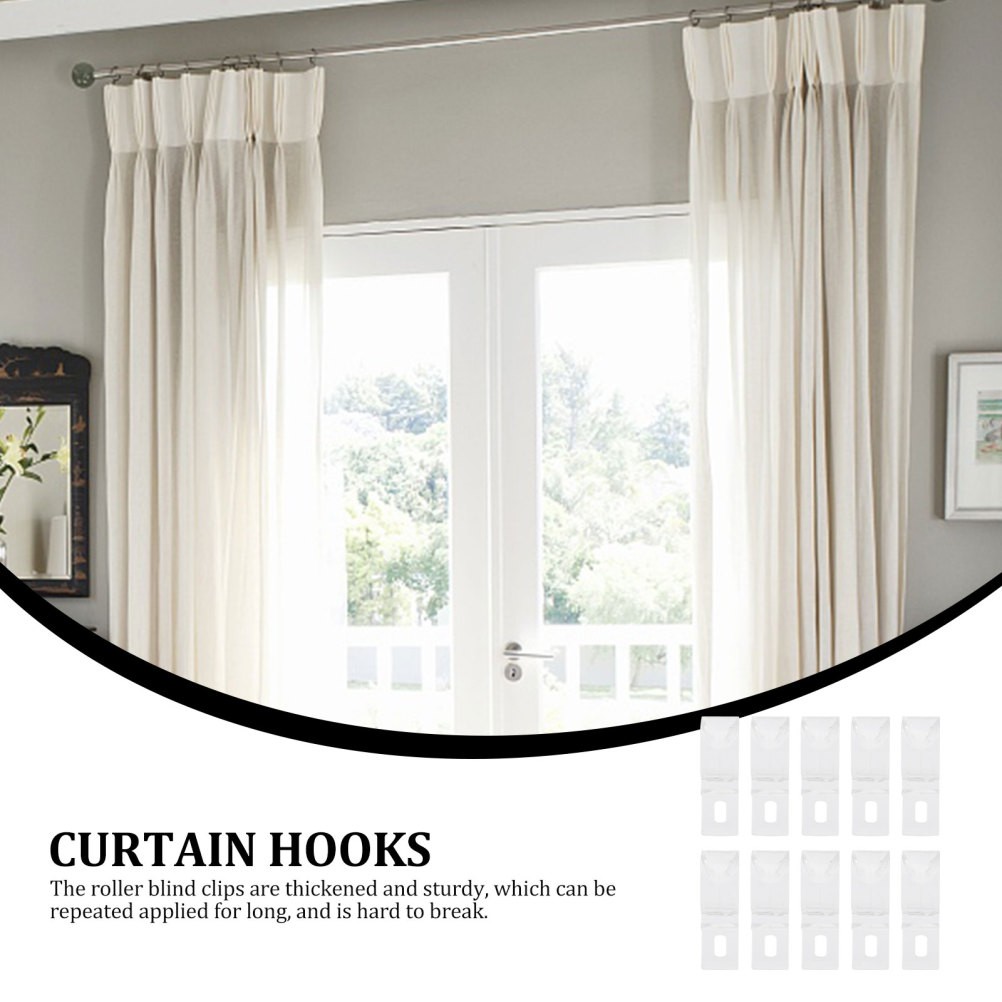 10Pcs Flexible Pom Roller Blind Clips Clear Curtain Hooks for Child Safety
