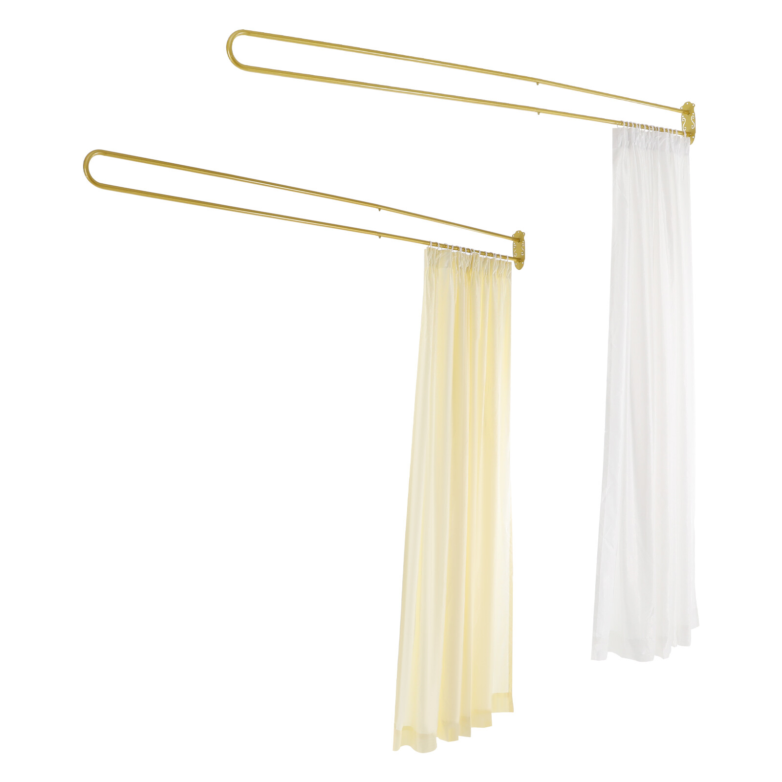 Gold/White UShape Partition Curtain Privacy Partition Curtain Livingroom Divider