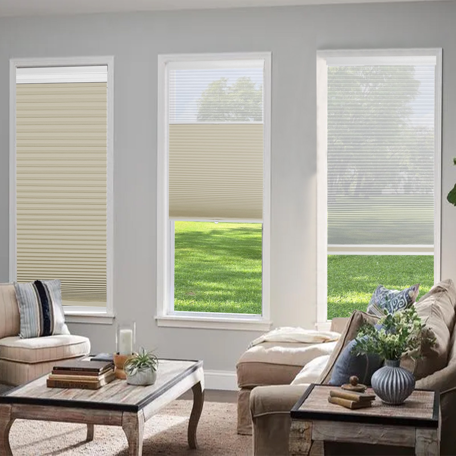 Changshade CUSTOM Day Night Cellular Shades Blackout/Light Filtering Honeycomb