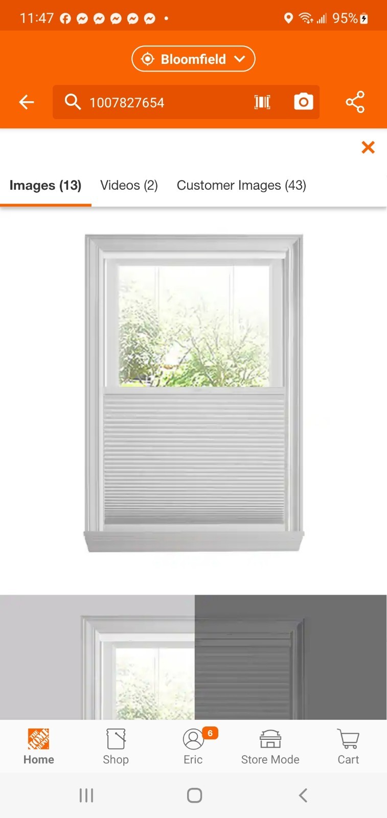 Cut 30 1/2″ X 64 Snow Drift Top-Down Bottom-Up Cordless Cellular Shade