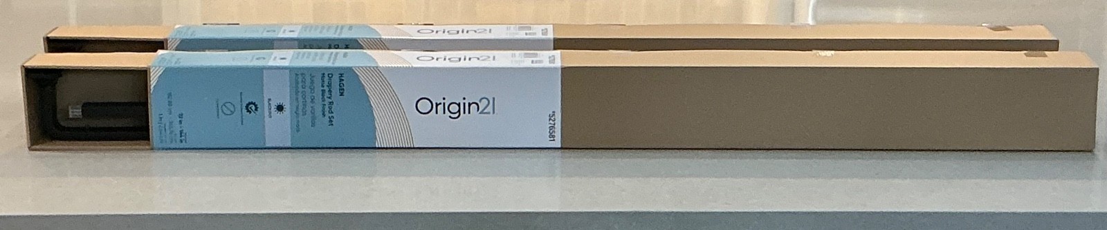 NEW! SEALED ORIGIN 21 HAGEN METAL DRAPERY ROD 2 SETS 72”-144” MATTE BLACK FINISH