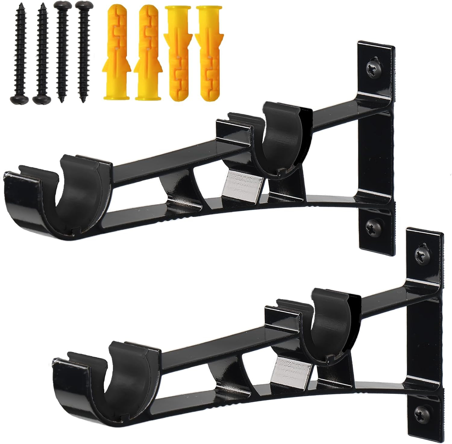 1 Inch Double Curtain Rod Bracket Heavy Duty Curtain Rod Hooks for Curtain Rod W