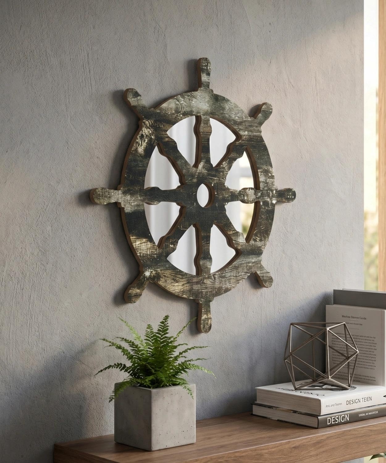 Nautical Ship Wheel Wall Decor Set 5mm Foam Board Acrylic Mirror Crocodile Ho…