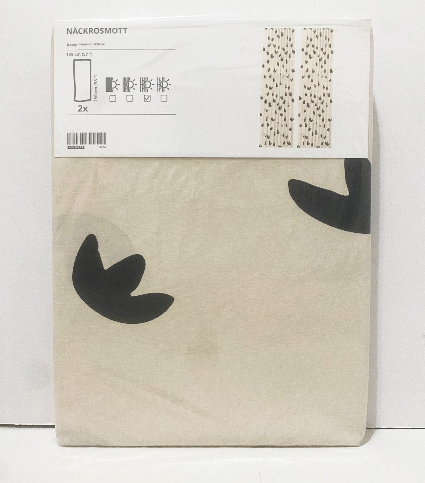 Ikea NACKROSMOTT curtains 57×98 ” 1 pair, beige/black – NEW