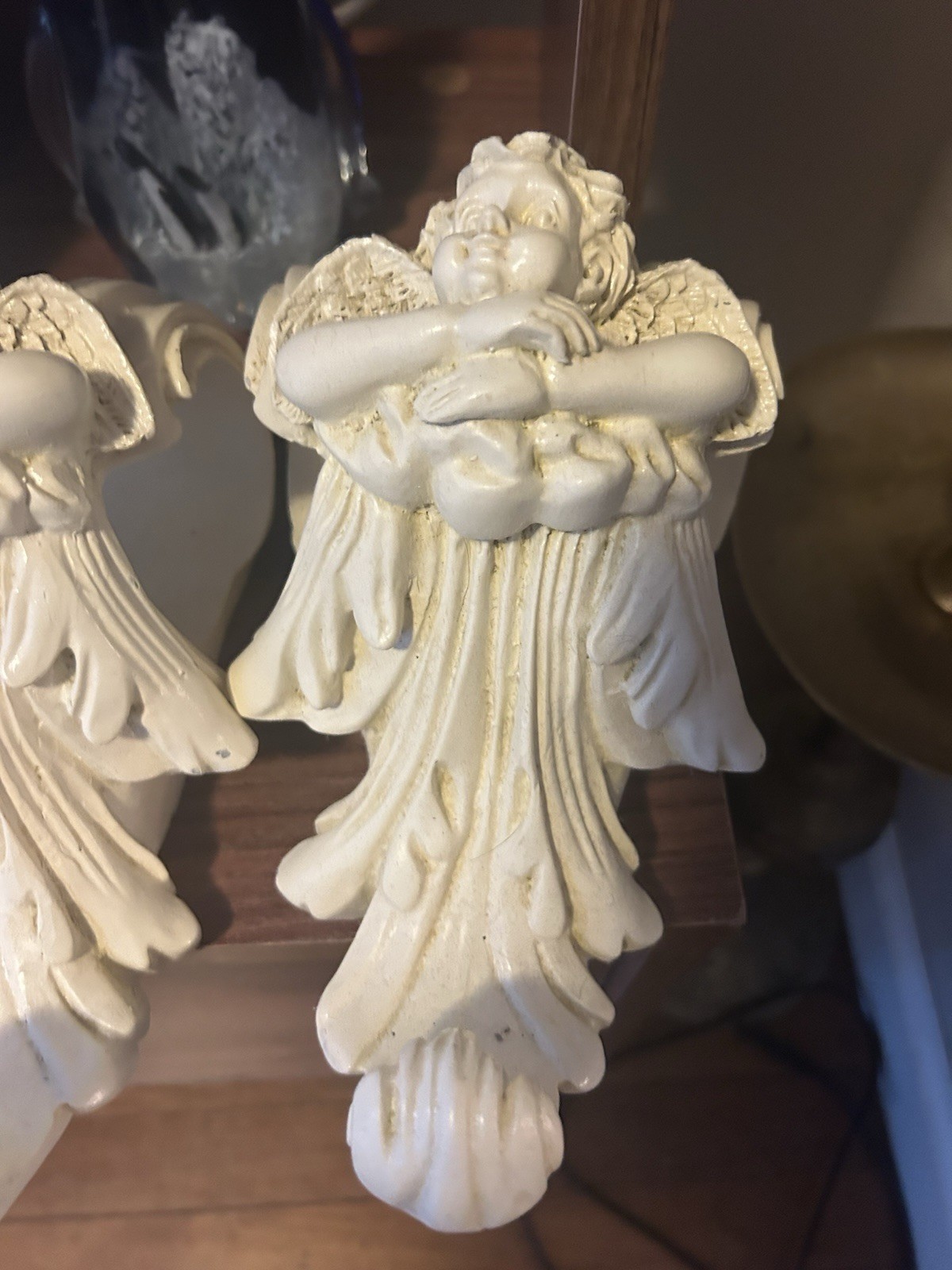 Vintage Cherub Drapery Curtain Rod Holder Wall Sconce Set
