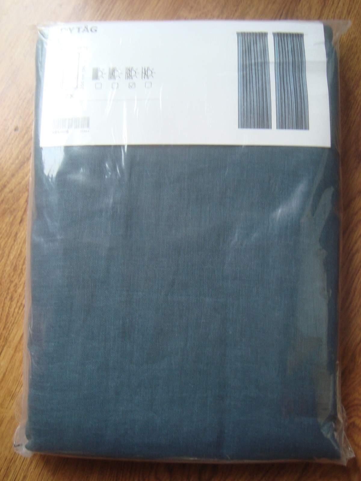 Ikea 100% LINEN Pair of Curtains 57 x 98 ” Lin Panels in Rustic Classic Blue NEW