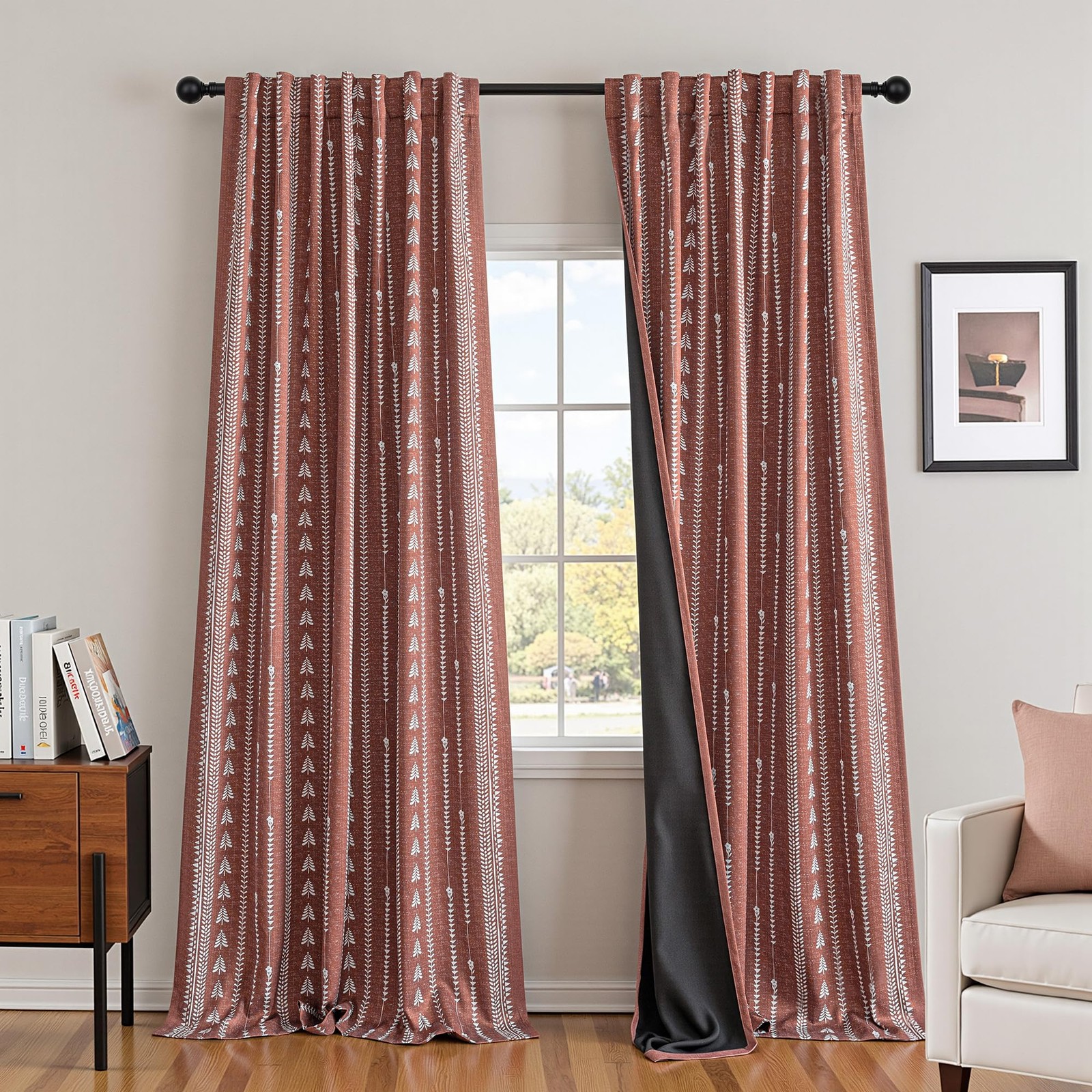 Boho Terracotta 95% Blackout Curtains – 84 Inch Long Rustic Western Decorativ…