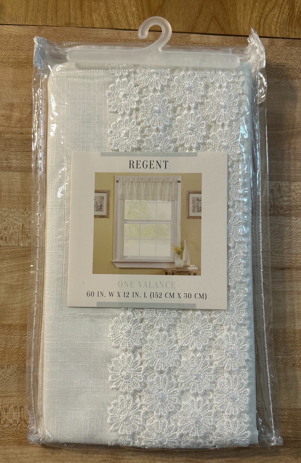 Regent Ivory Tailored Floral Macrame Valance Rod-Pocket 60″x12″