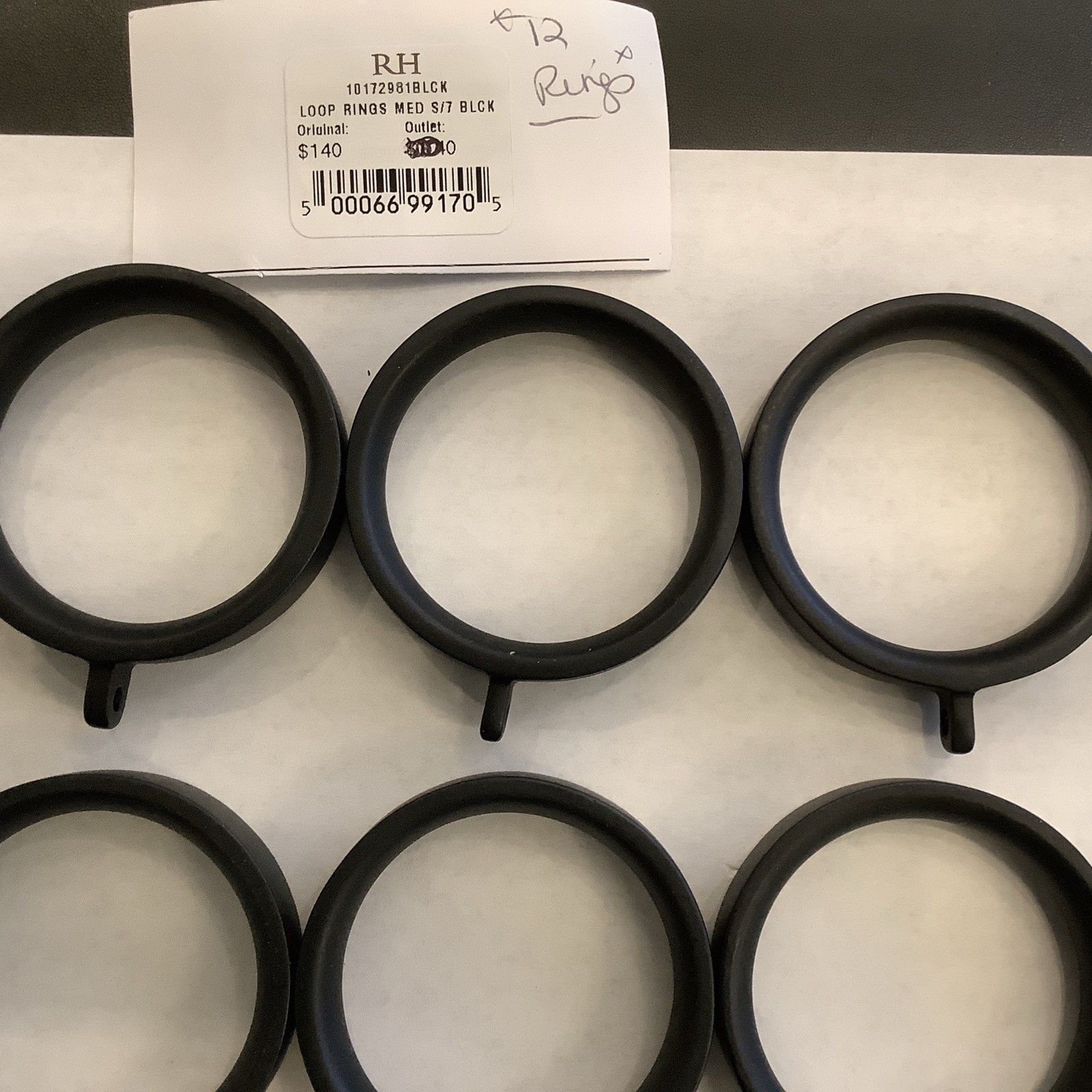 Restoration Hardware Easton Solid Brass Loop Drapery Rings (Set of 12) Medium