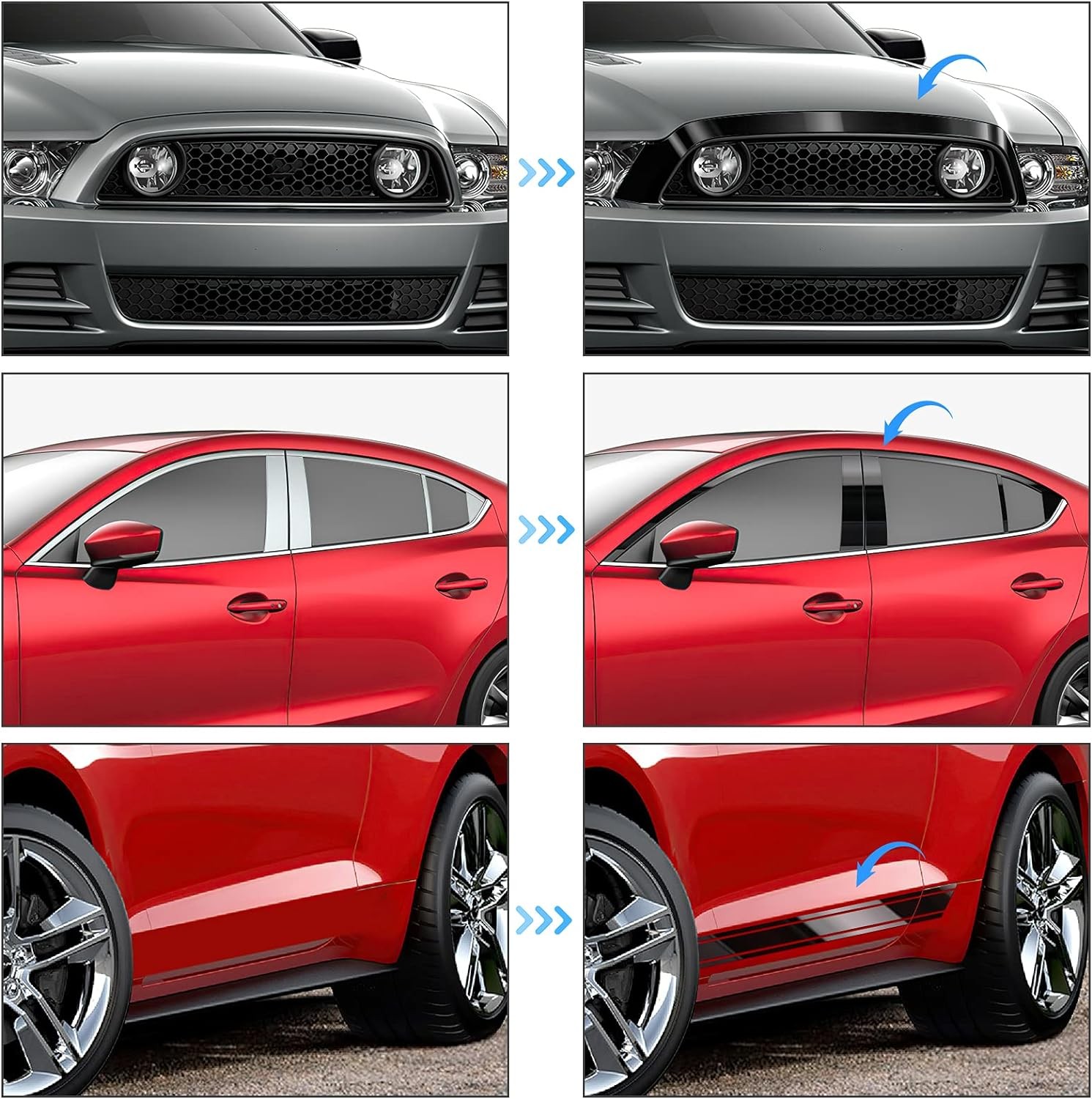 4IN X 30FT Gloss Black Vinyl Wrap for Chrome Delete Window Trim Car Door Sill Pr