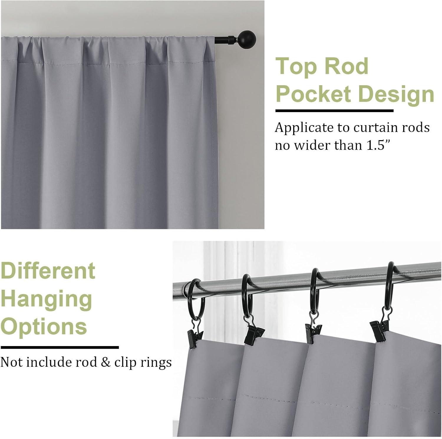 Blackout Curtains for Bedroom Living Room 72 Inch Length 2 Panels Set, Privacy T