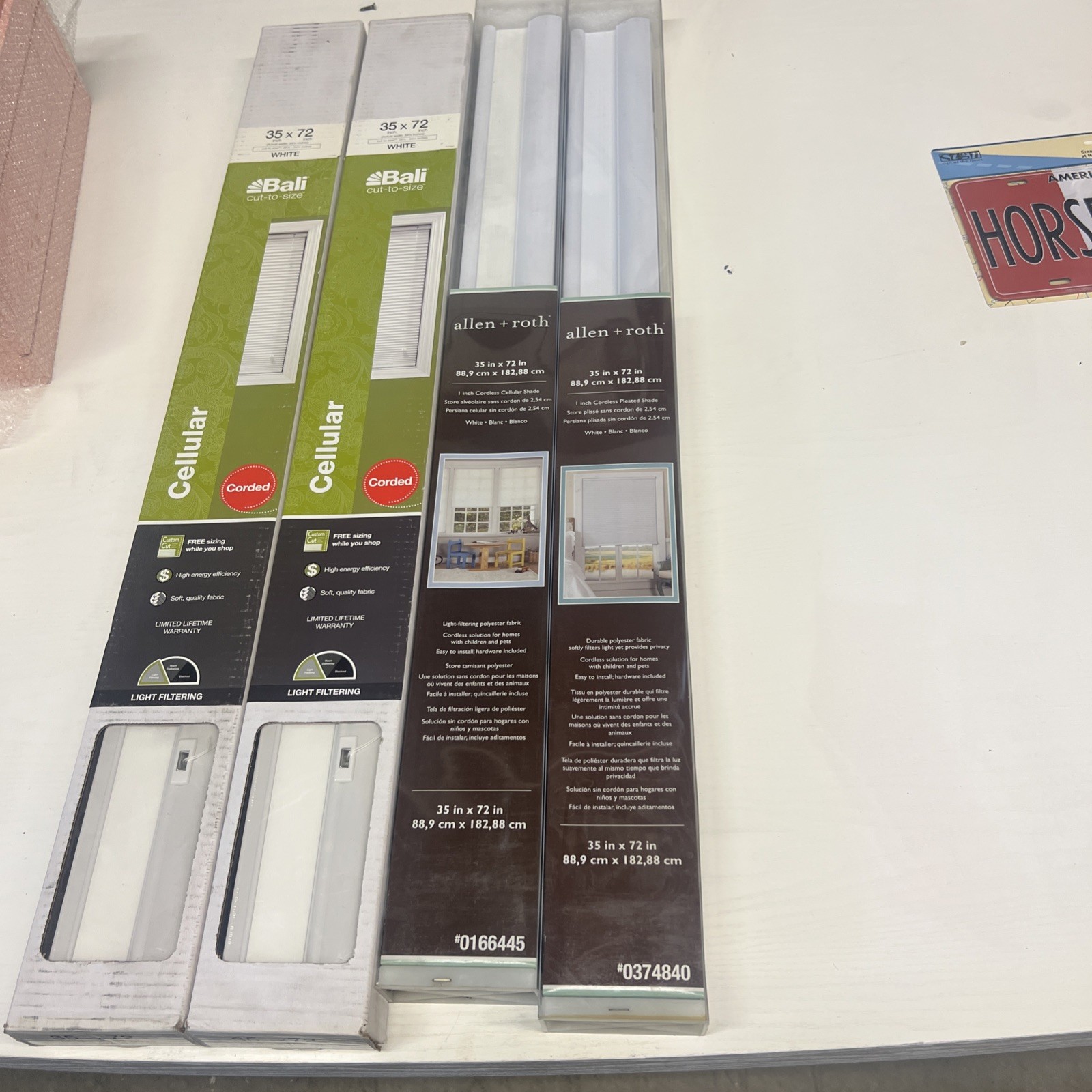 Bali/Allen + Roth Set Of 4 35”X 72” WHITE – Cellular Shade New