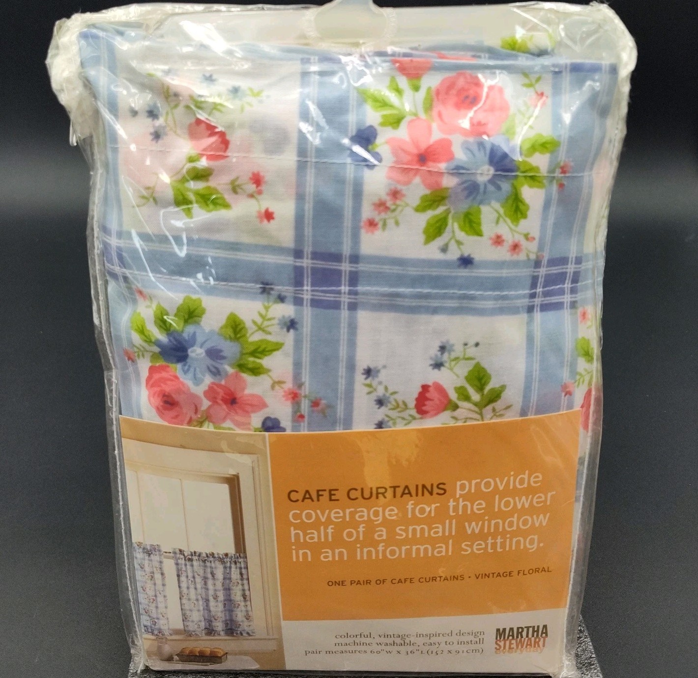 ✅Set-2 Cafe Curtains Martha Stewart Small Window 60″X12.5″ Top & 60″X36″ Lower👀