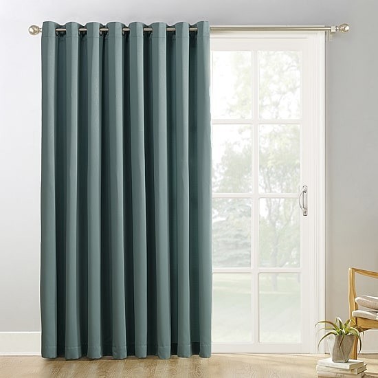 Sun Zero Evan Blackout Grommet Top Patio Door Curtain 100×84 Mineral 1 Panel