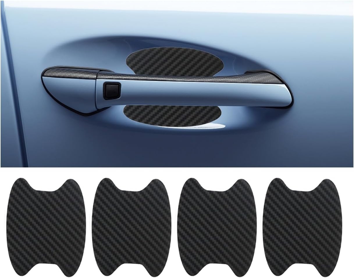 4PCS Carbon Fiber Car Door Handle Protector Anti Scratch Stickers