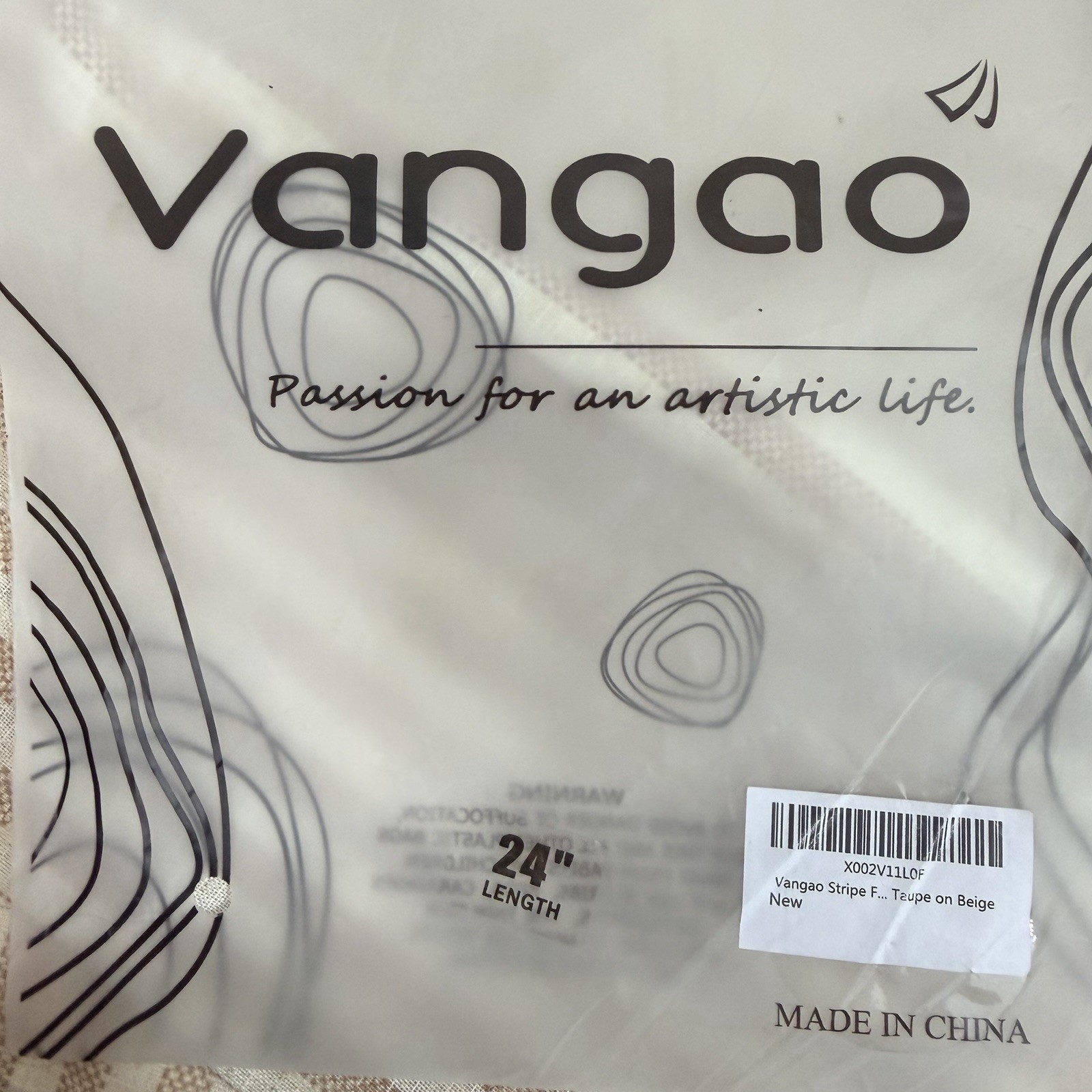 Vangao 2 Pack Stripe Farmhouse Kitchen 24” Length X 26” Linen Cafe Curtains Tan