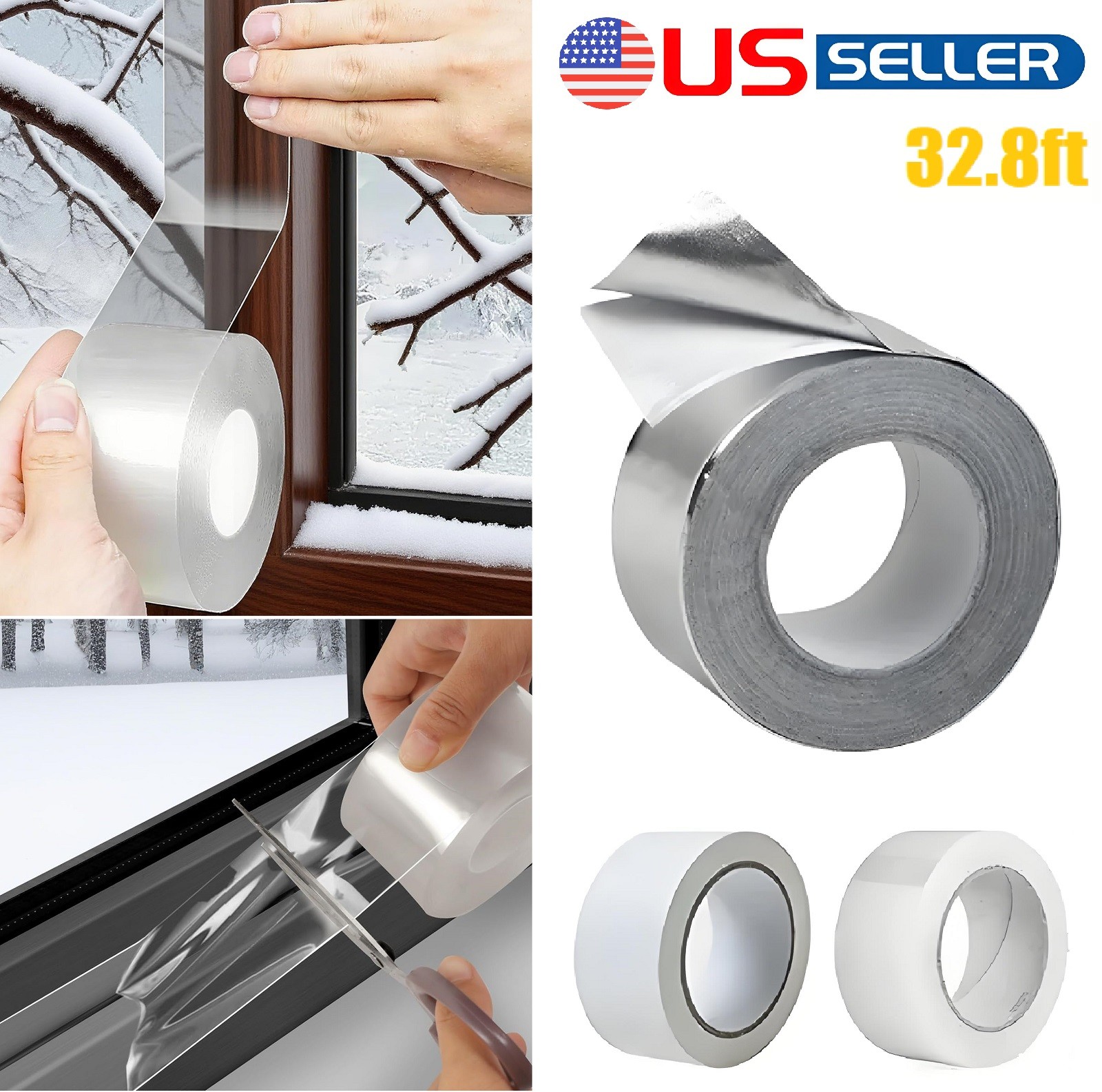 33ft Heavy Duty Transparent Window Weather Sealing Tape Airtight Insulation Tape
