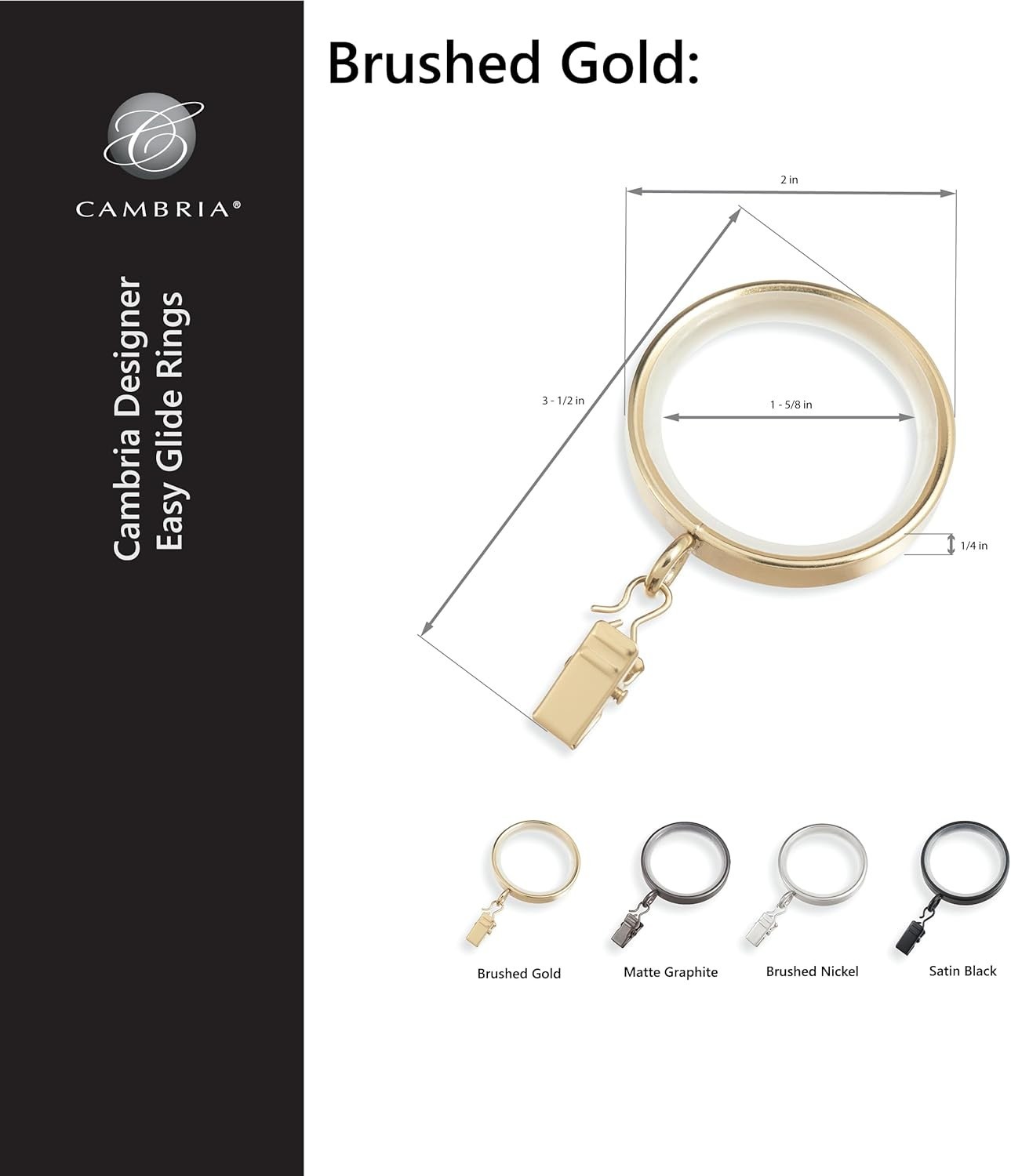 Designer Series – Easy Glide 18 Count Curtain Rings – Metal with Smooth, Qui…