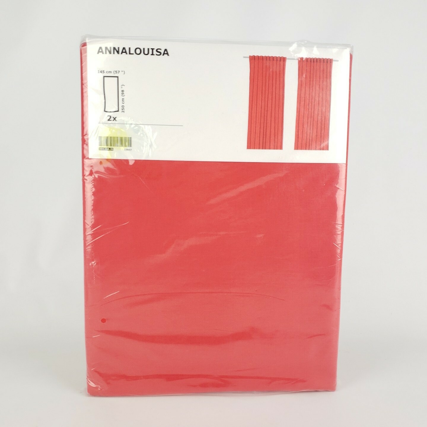Ikea Annalouisa Curtains 1 Pair (2 Panels) Cotton 57″ x 98″ Red New 100% Cotton