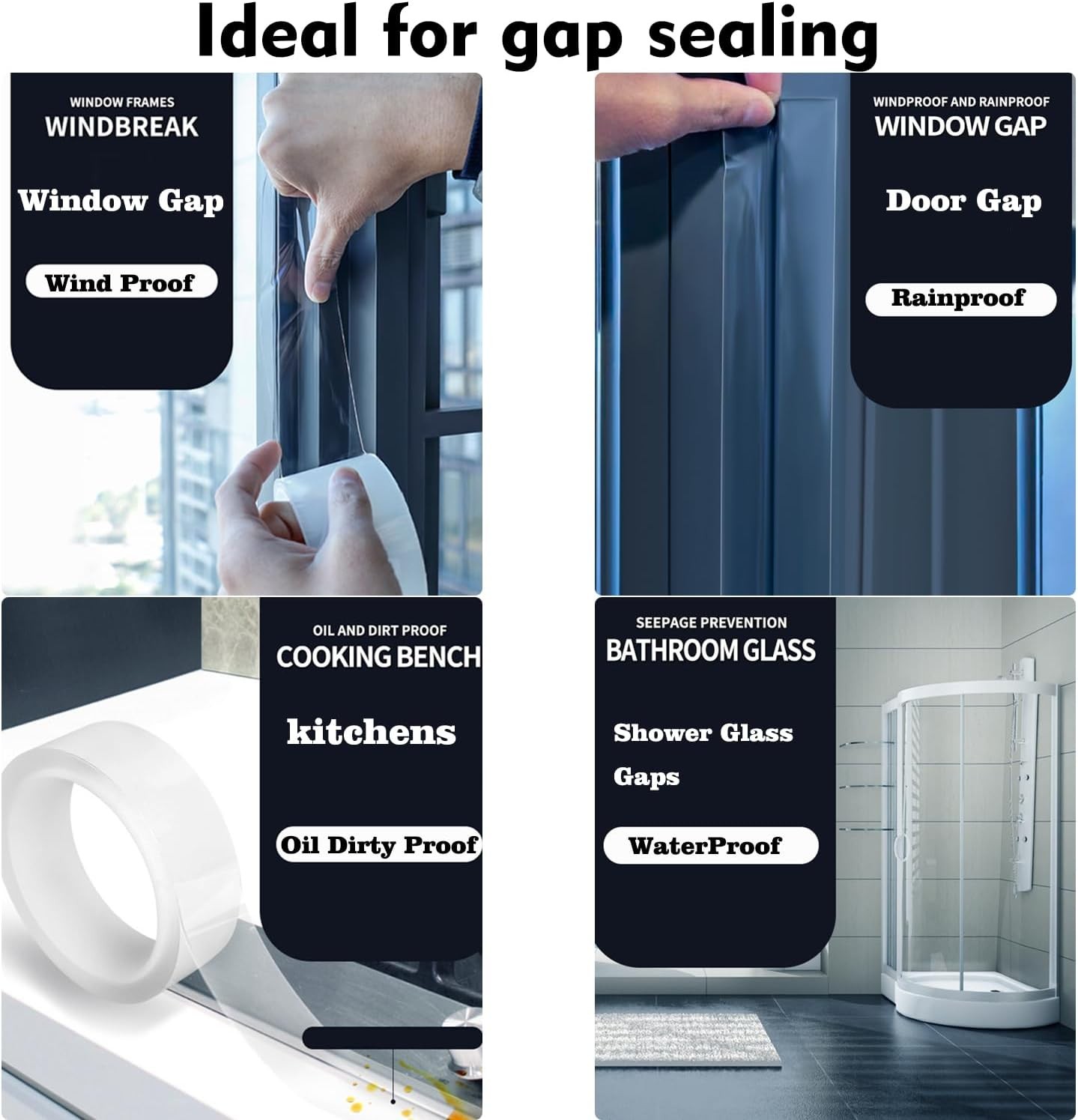Cold Block Window Weather Sealing Tape 33FT Clear Insulation Caulk Doors Windows