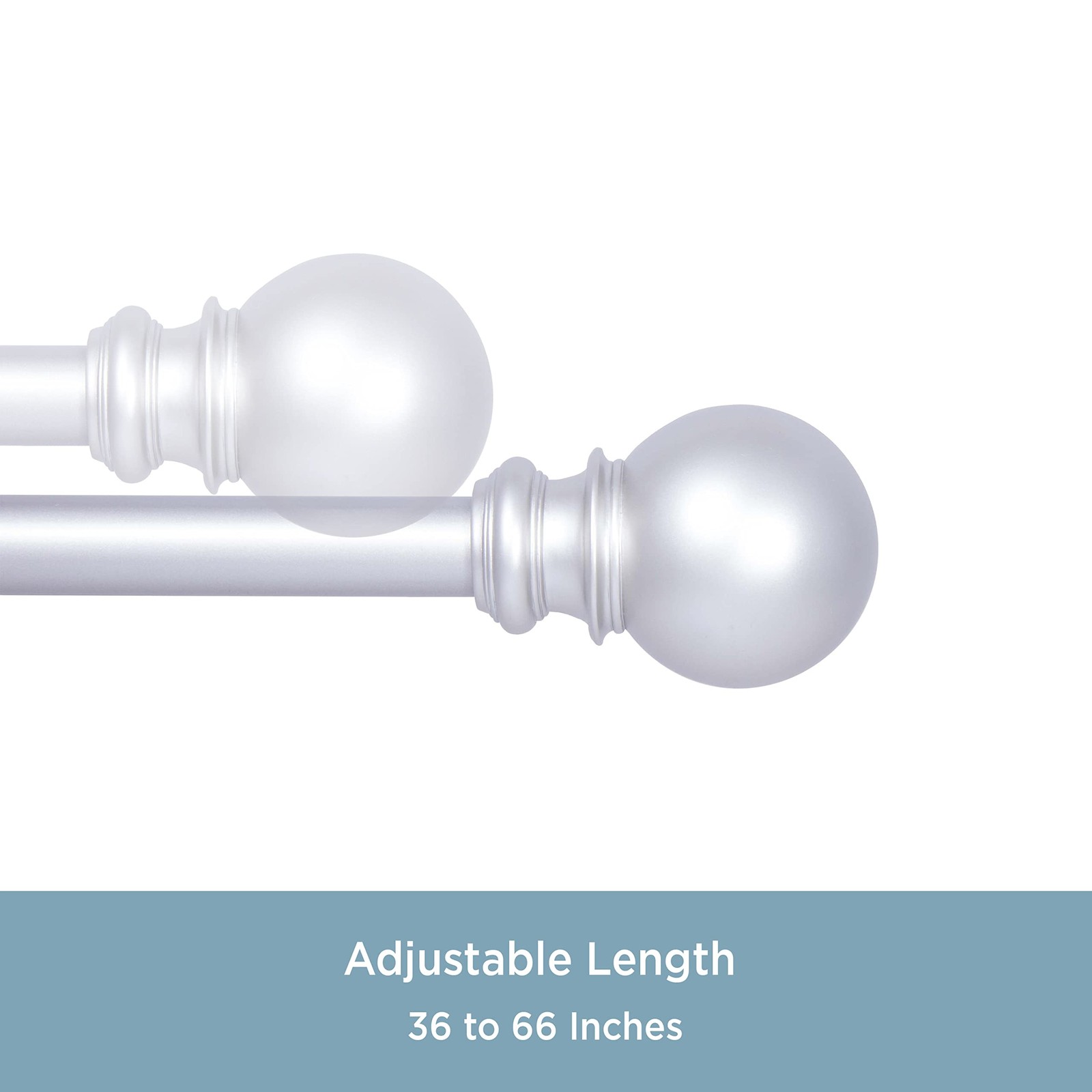 Kenney Knm80762 Bryce Ball End Standard Decorative Window Curtain Rod 36-66
