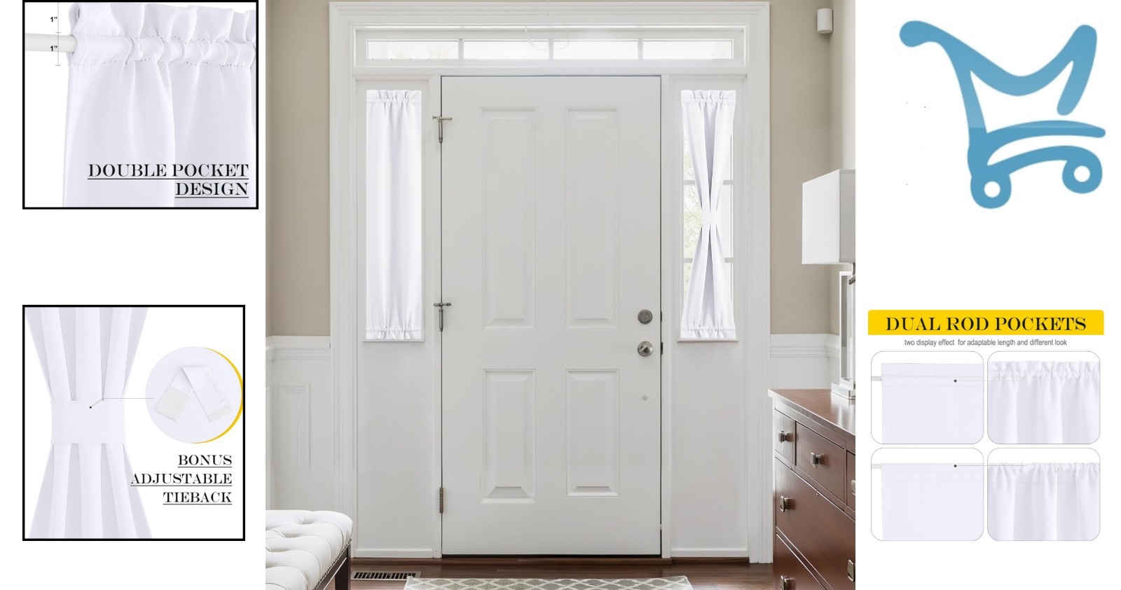 Blackout Side Door Curtain Polyester 12×40 Inches Privacy Shade Insulated