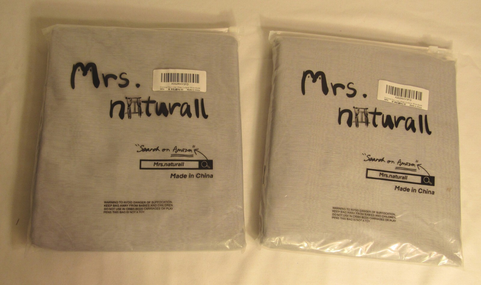 Mrs.Naturall Sheer Curtains 52 x 84 Silver 2-Packs each with 2 Panels Grommets