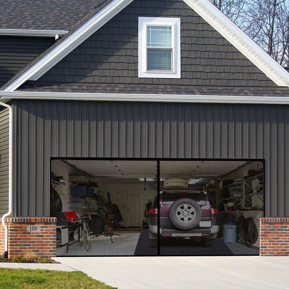 Retractable Garage Door Screen Heavy Duty Mosquito Insects Bugs Mesh Net 1/2 Car