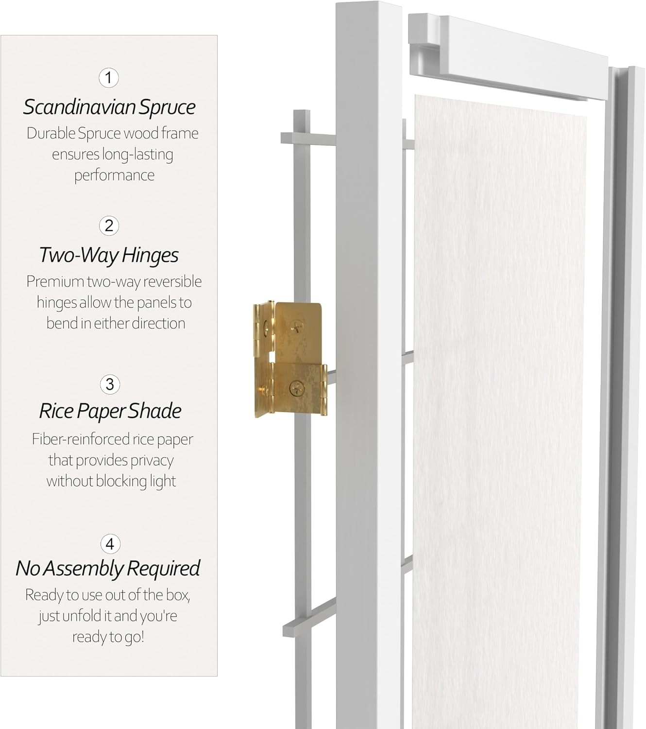 2 ft. Short Desktop Window Pane Shoji Screen – White – 8 Panels