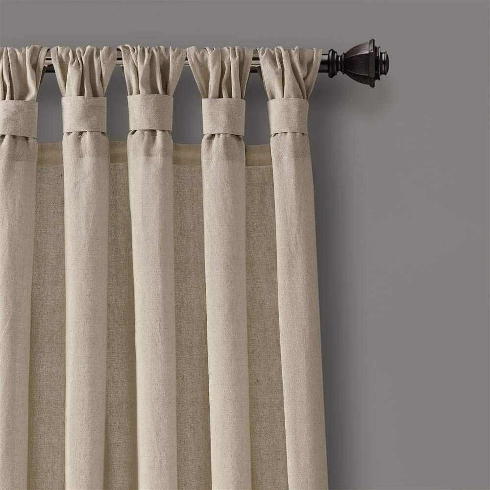 Lush Decor Burlap Knotted Tab-Top Window Curtain Panel Pair, 45″W x 84″L, Dar…