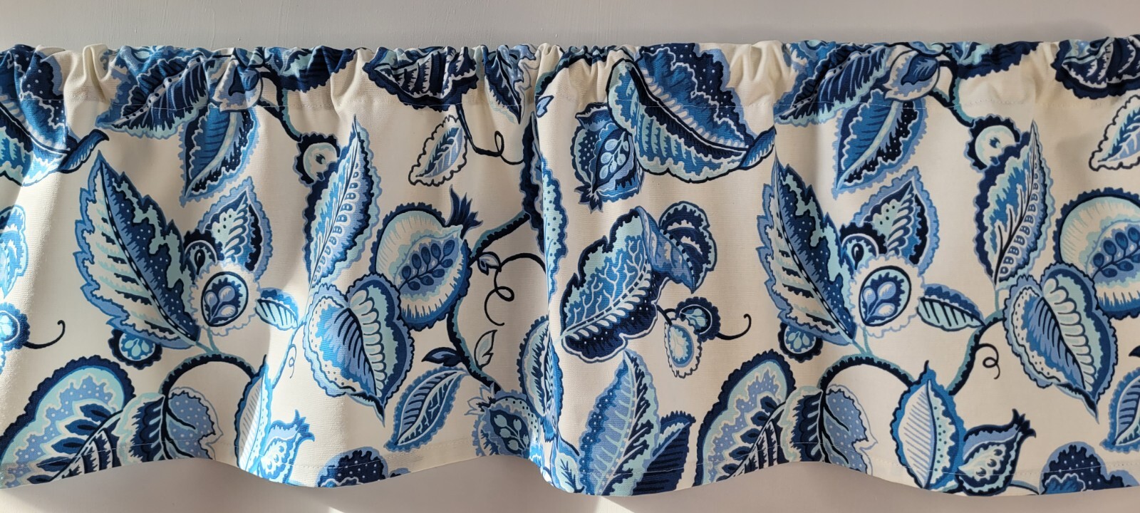Blue and White Valance, Waverly Fantasy Fleur Valance Curtain