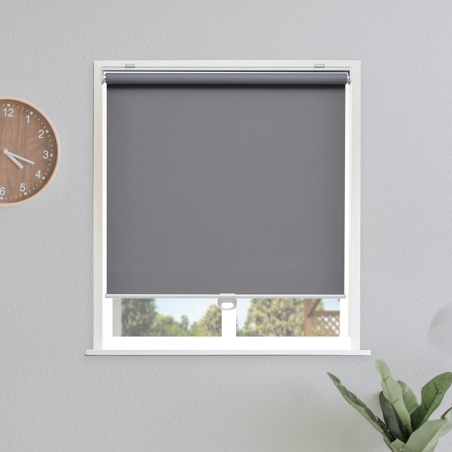 Cordless Blackout Roller Shades – Thermal Insulated Grey 45″ W X 72″ H