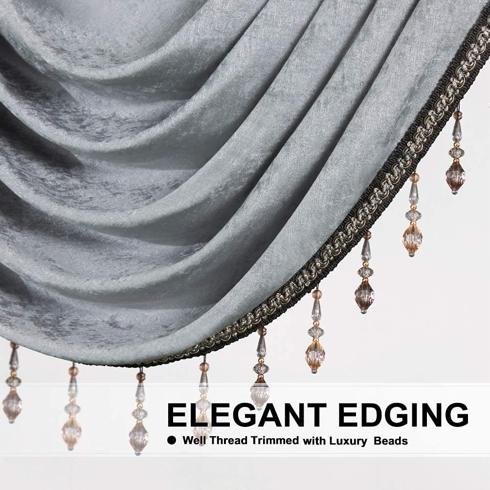ELKCA Thick Double-Sided Chenille Window Curtains Single Swag Valance for Living