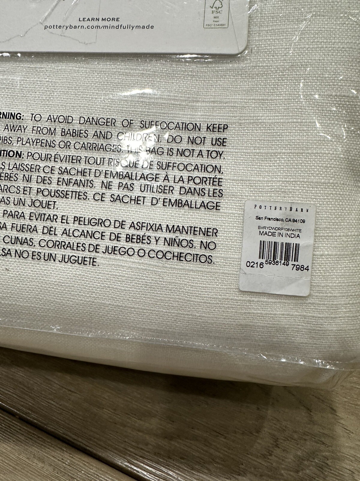Pottery Barn EMERY Drape 100×108″ warm white cotton lining S/2 3 in 1