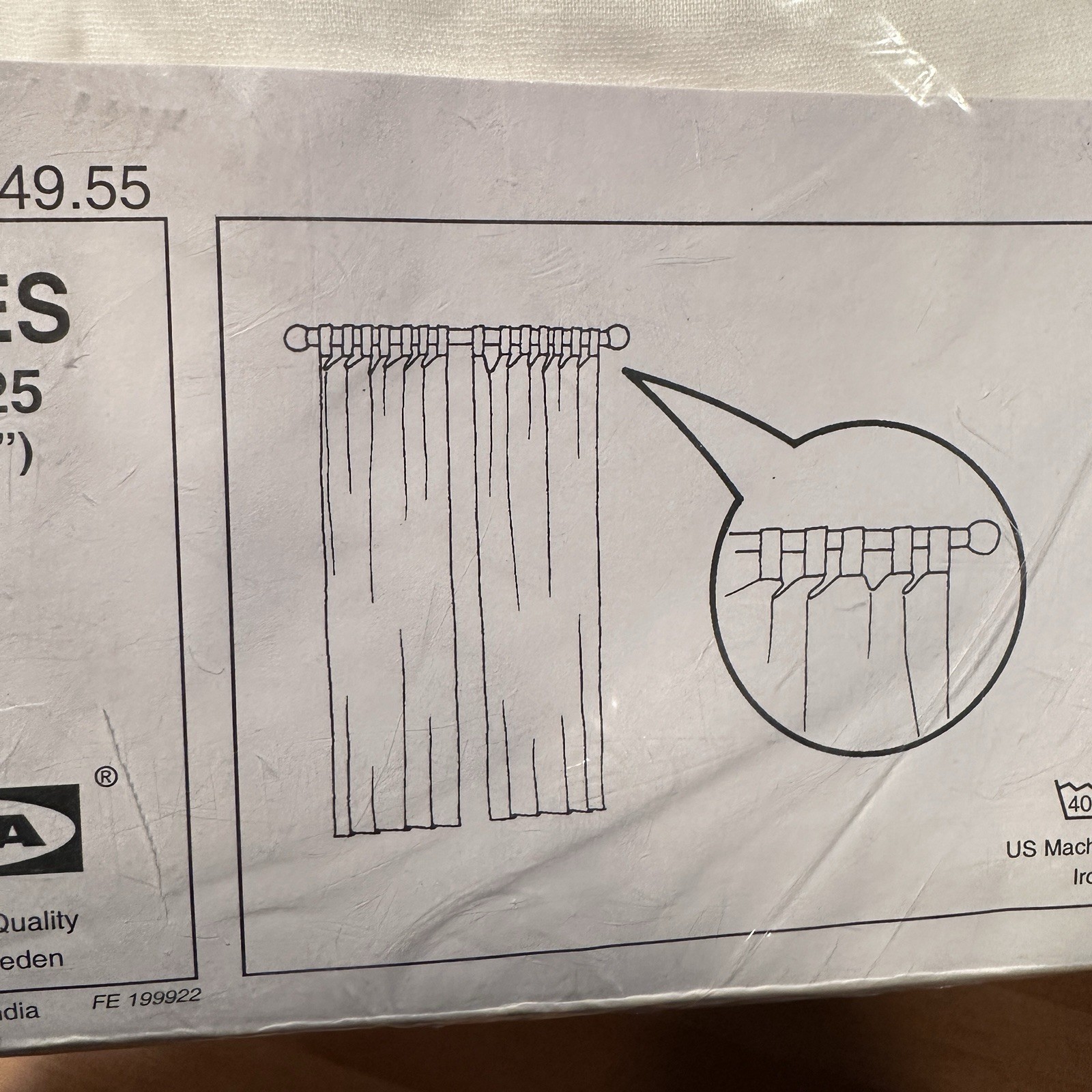 Ikea White Curtain Panels Set of 2 100% Cotton Tab Top Unlined Agnes Vtg 1995