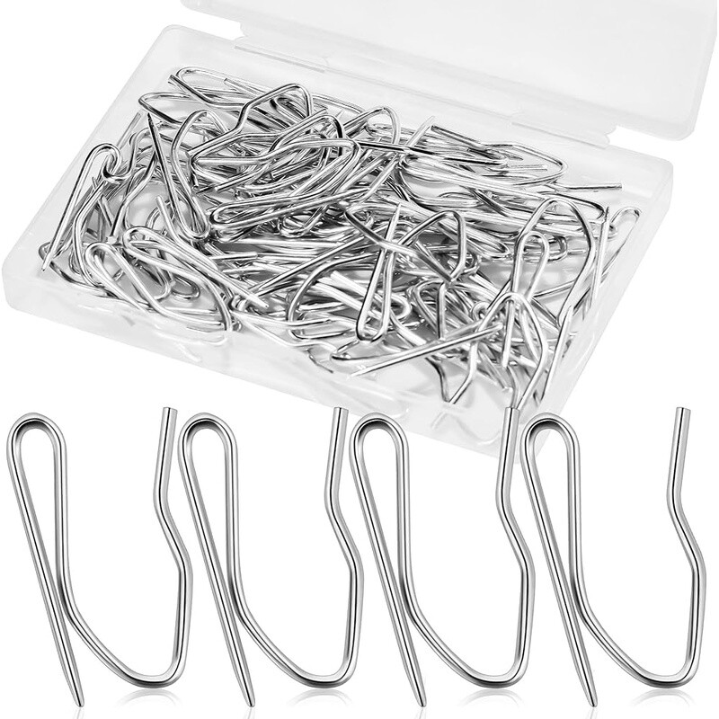 58PCS Rustproof Metal Curtain Hooks Heavy Duty Drapery Pins Pleat Curtains New