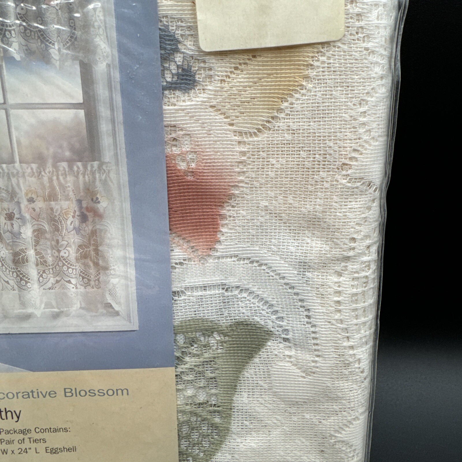 Battenburg Cotton Lace Window Curtains Beige New In Package 59 X 24″