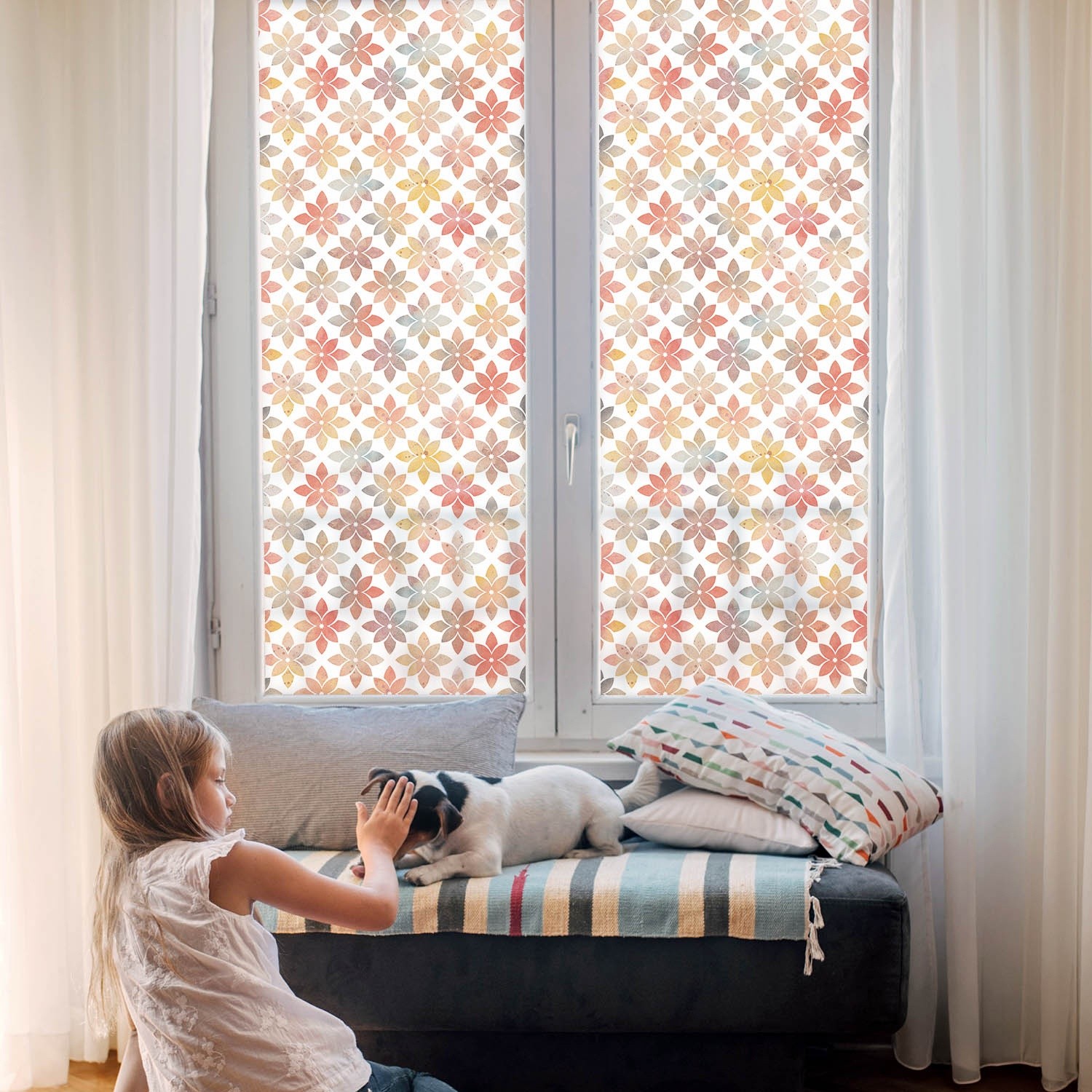 Frosted Glass Vinyl without Blocking the Light Floral Beauty Art Red