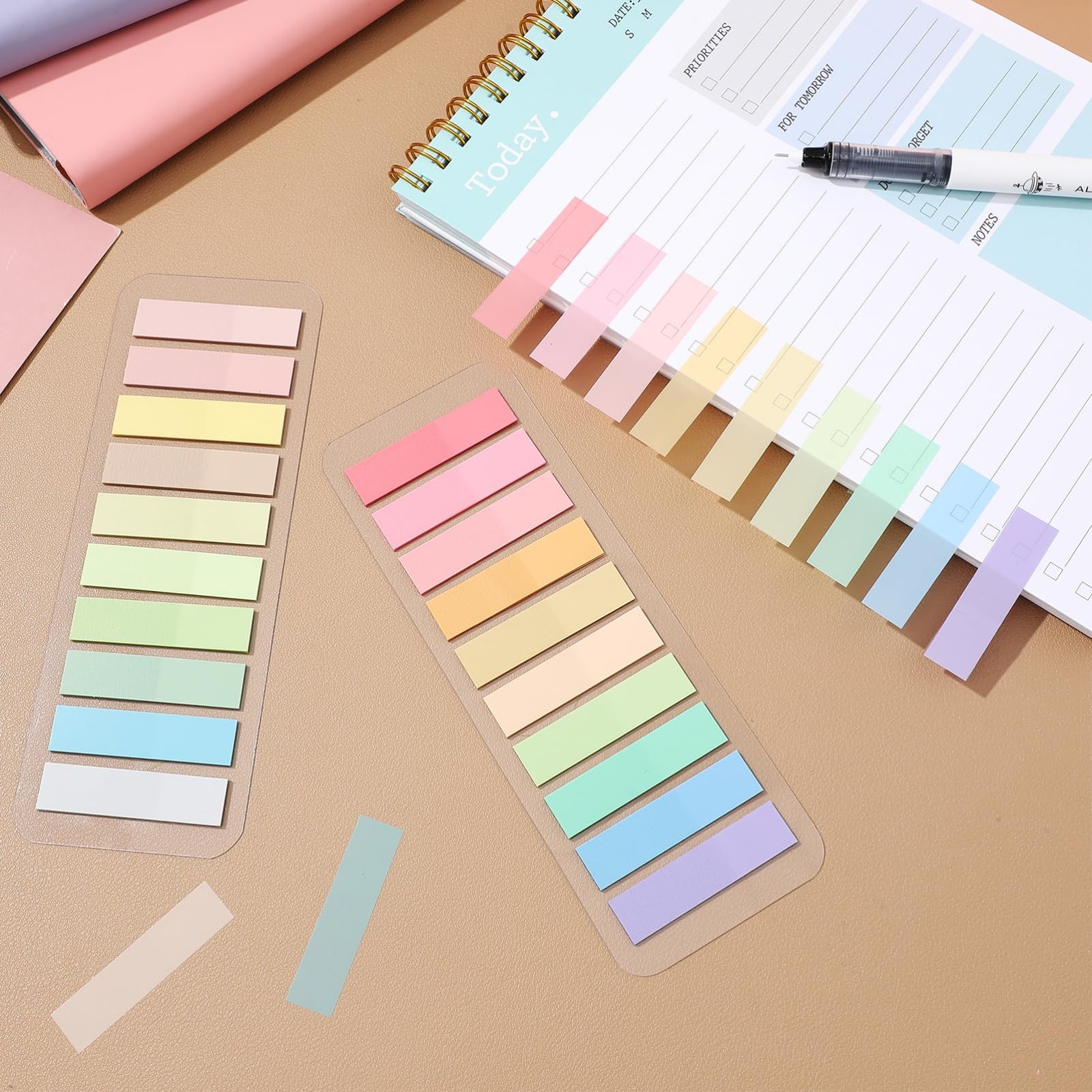 Lurrose 2400pcs Annotation Tabs: Transparent Page Markers 1.7″ x 0.4″, Multi