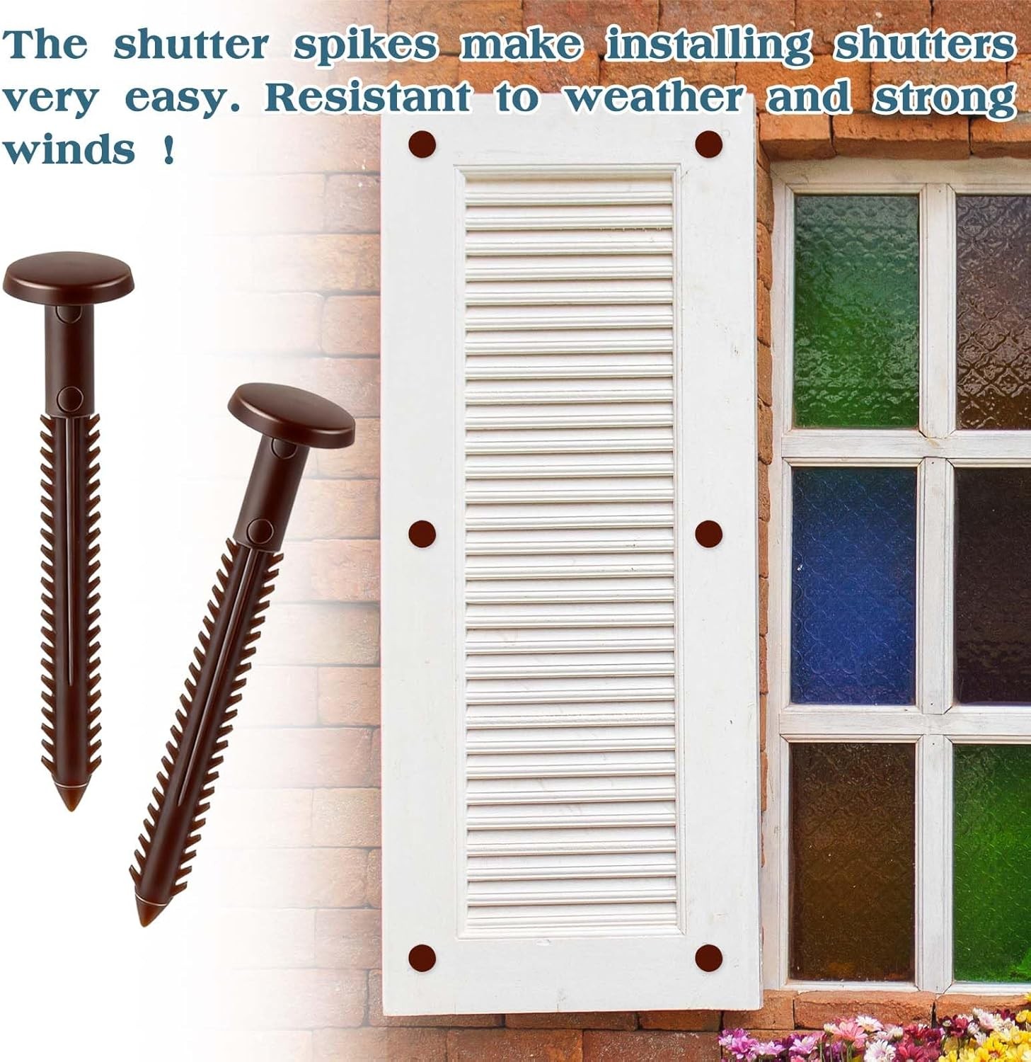60Pcs 3 Inch Vinyl Shutter Fasteners, Window Shutter Panel Pegs Shutter Screws L