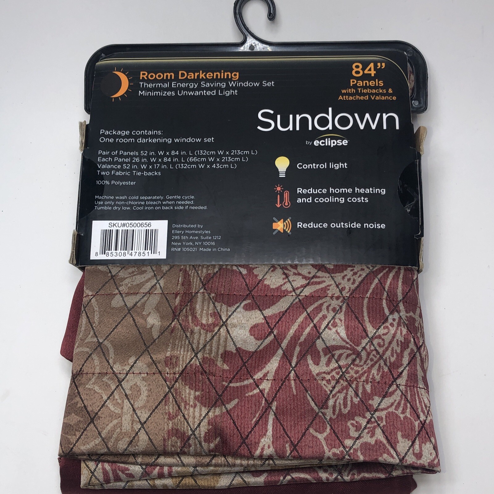 5 PC SET ) Sundown Eclipse Room Darkening Rod Pocket Panel Pair 52” x 84”