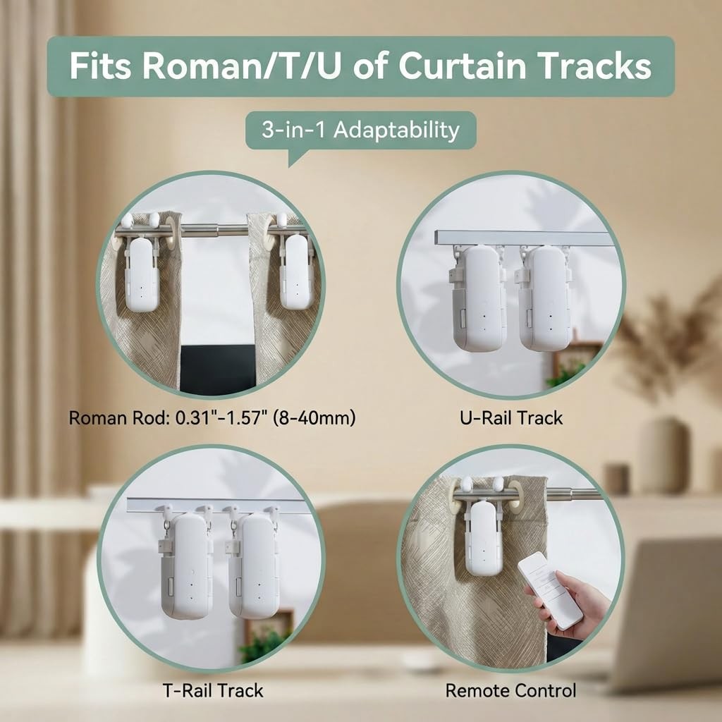 Smart Curtains Opener Bluetooth Device for Home Office – 20W Motor, Rechargeable