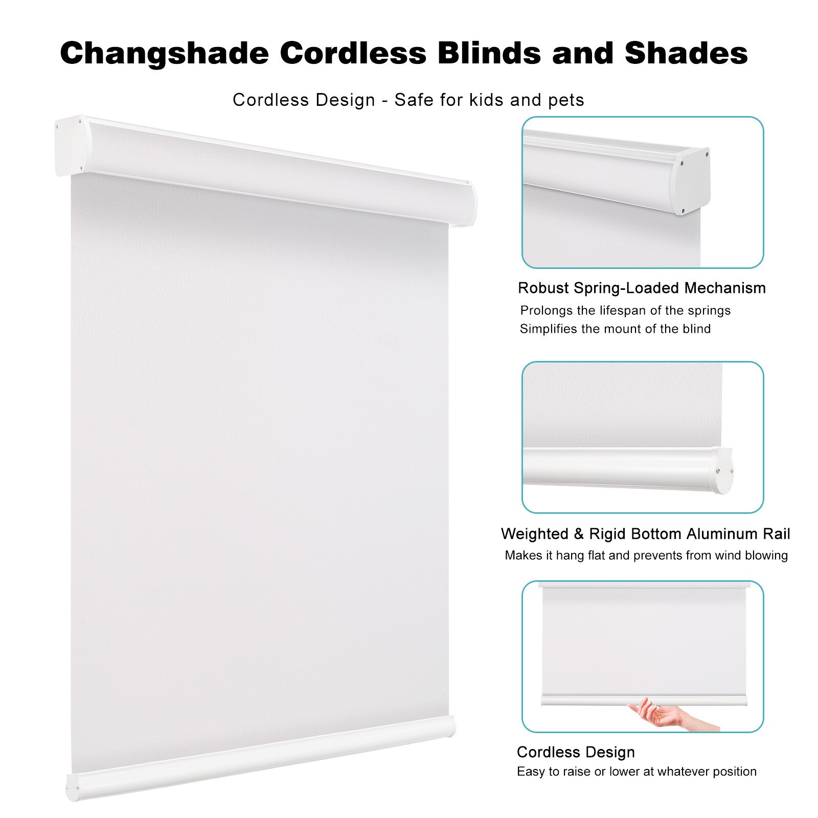 Blackout Roller Shades Window Blinds Room Darkening Waterproof Fabric Curtains