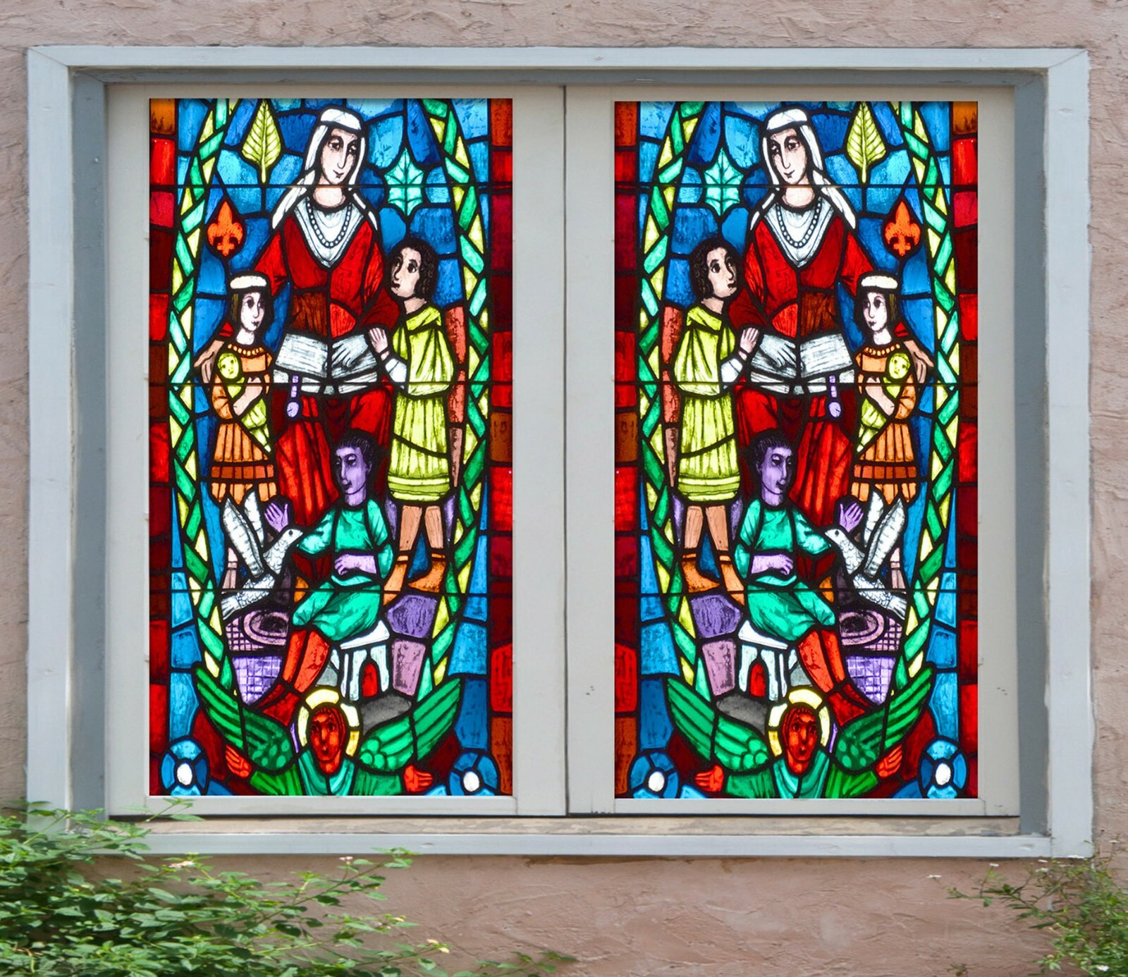 3D Red Woman ZHU593 Window Film Print Sticker Cling Stained Glass UV Zoe