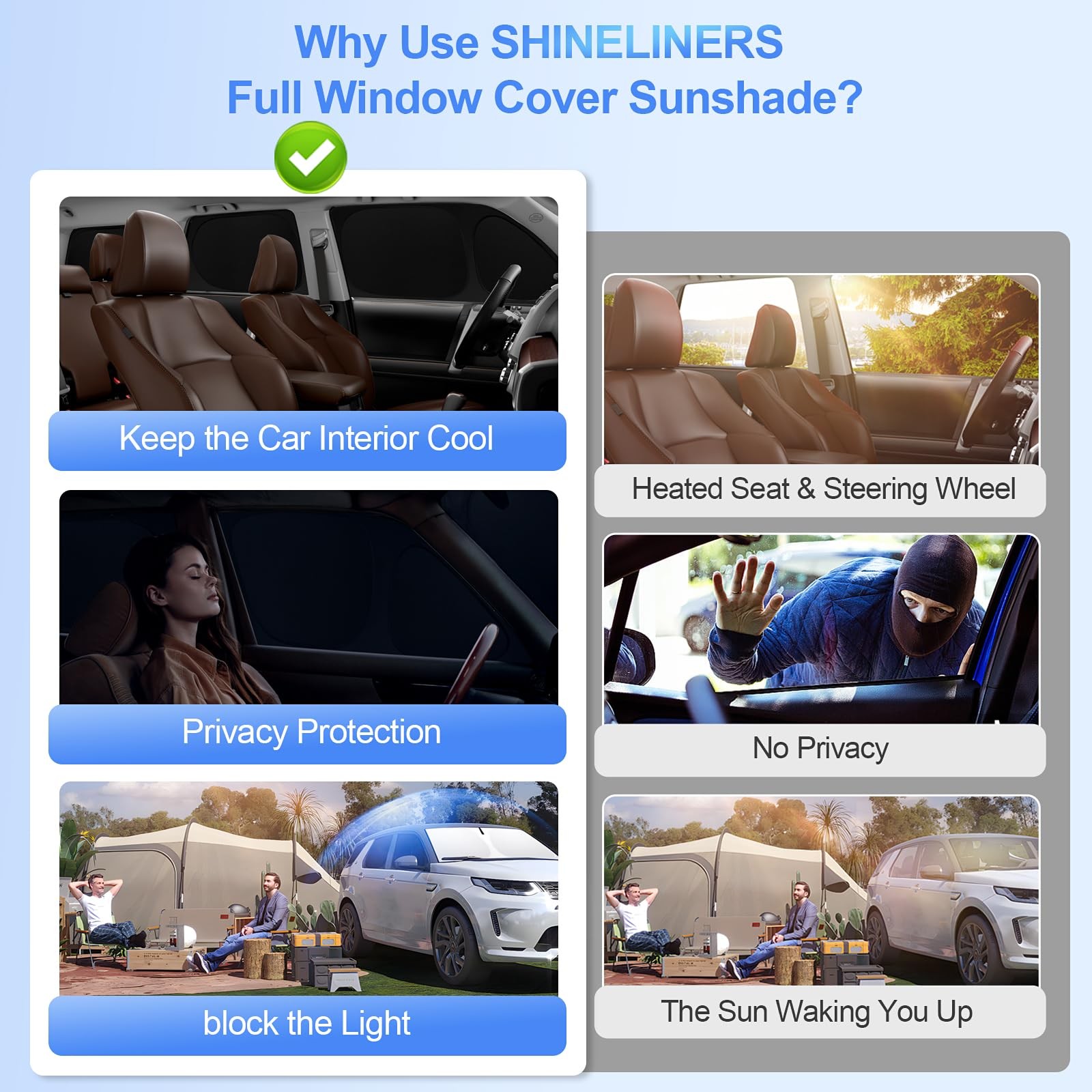 SHINELINERS 6pcs Car Window Shades for Trailblazer2021-2025, sliver/black