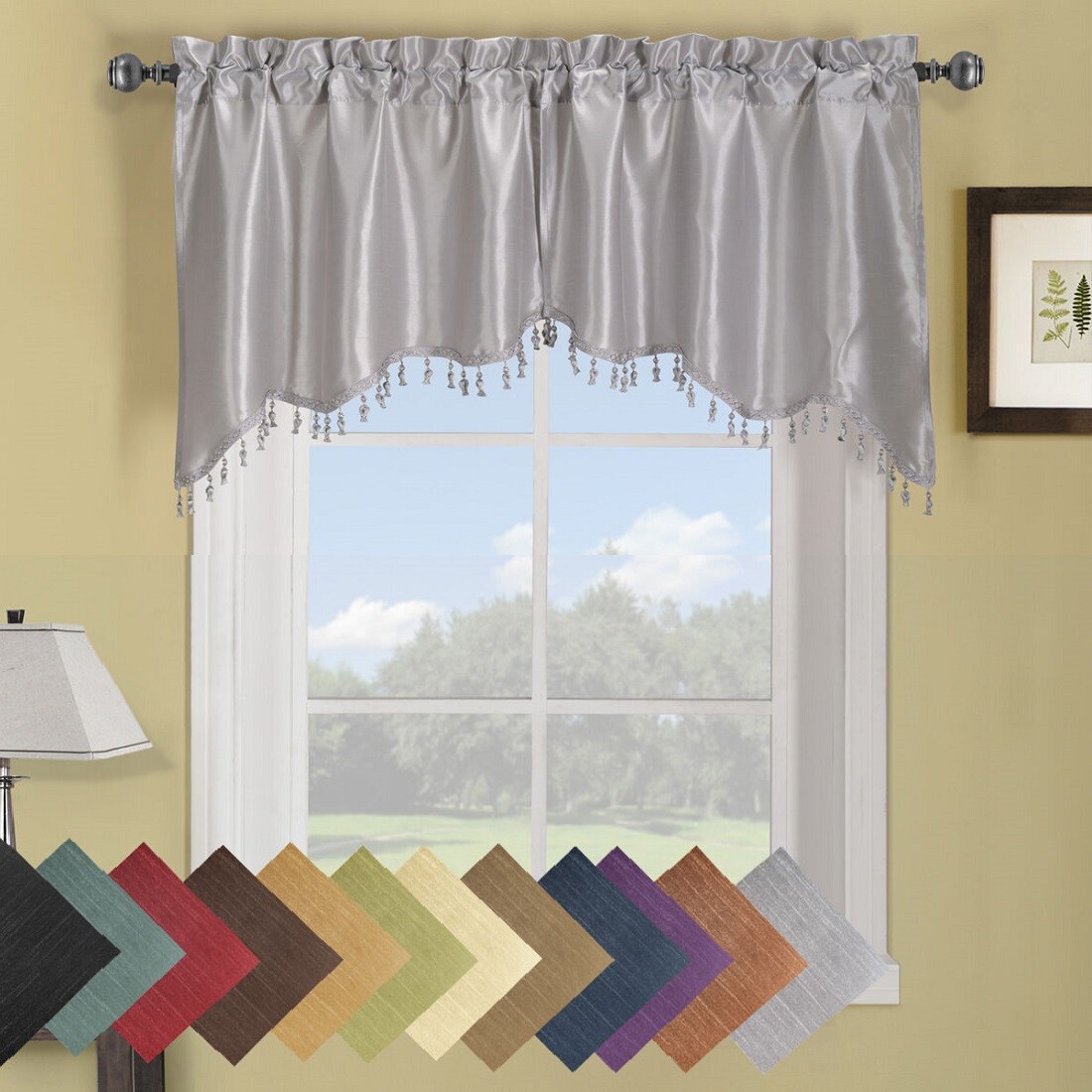 Luxury Modern Soho Swag Valance Solid Pattern 70 X 30 inche (Set of 2 Valances)
