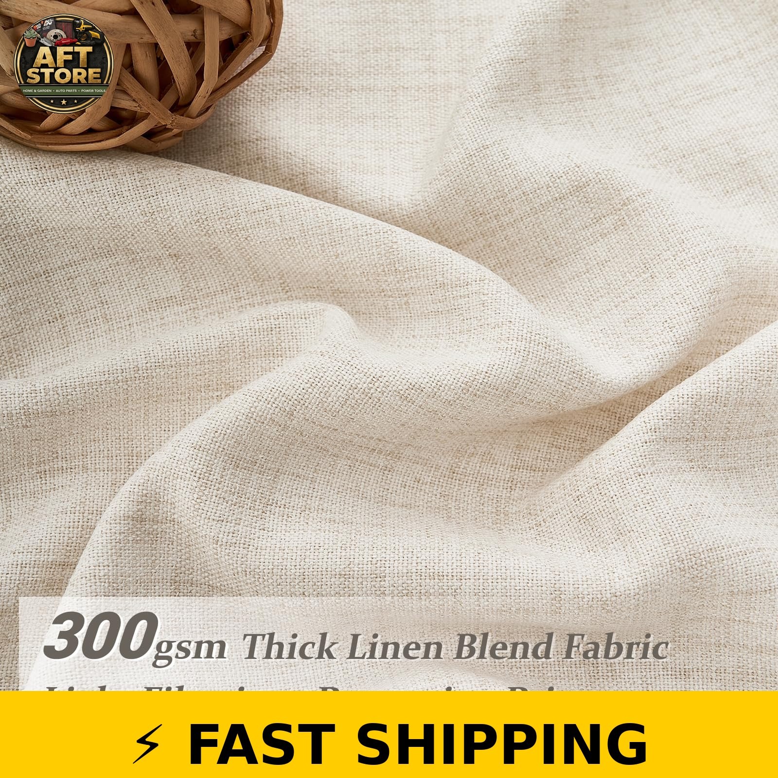 PleatedDrapes Pinch Pleated Linen Curtains 96″ Long Cream 2 Panels
