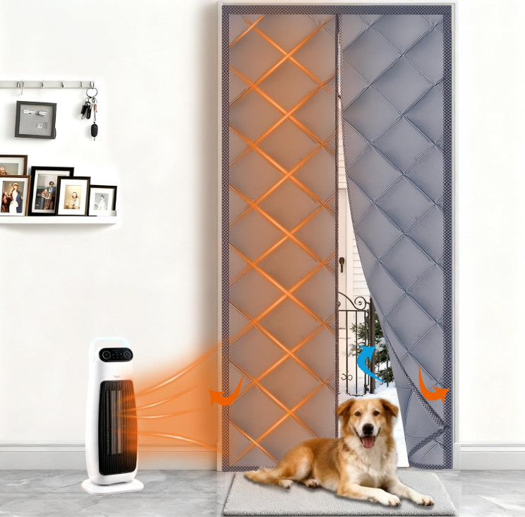 Magnetic Thermal Insulated Door Curtain, Fits Door Size 32″ X 80″, Thicken Nylon