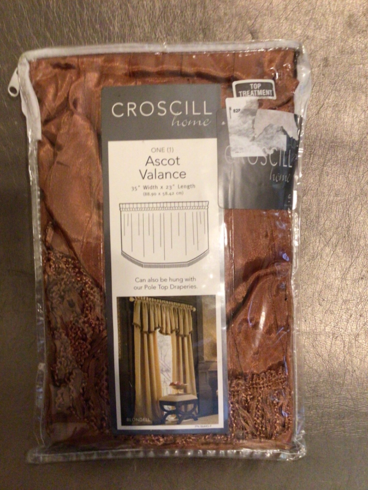 Croscill Shimmering Brown Rust Ascot Valance Blondell 35” x 23”